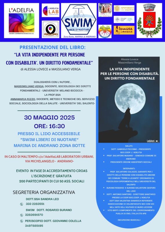 Locandina presentazione La vita indipendente per le persone con disabilità