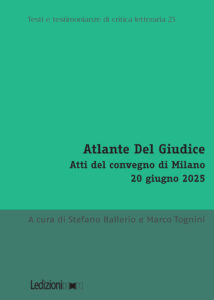 Copertina del libro Atlante Del Giudice. Atti del convegno di Milano, 20 giugno 2025